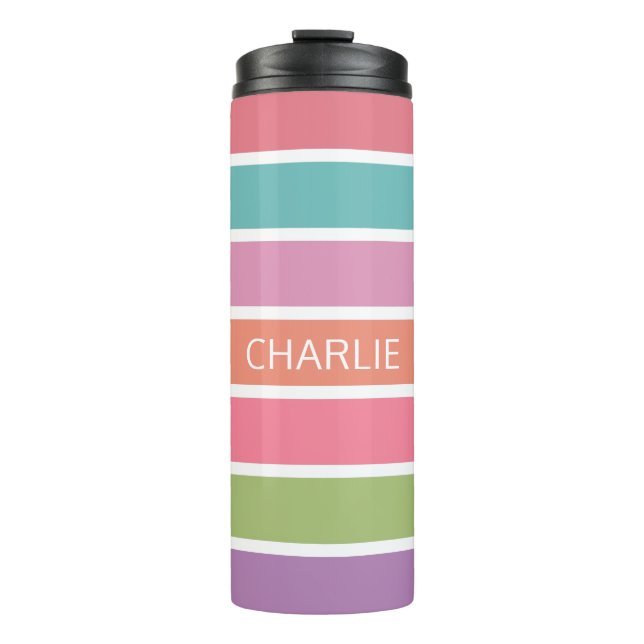 Colourful Stripes custom name tumbler (Front)