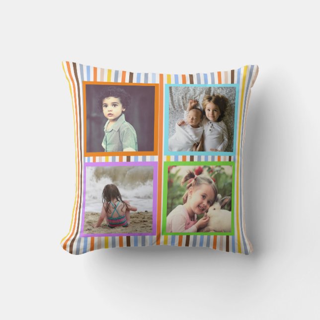 Colourful stripes custom photo x5 throw pillow (Front)