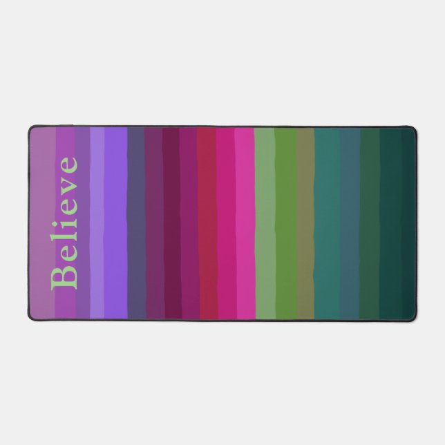 Colourful Stripes Custom Text Desk Mat (Front)