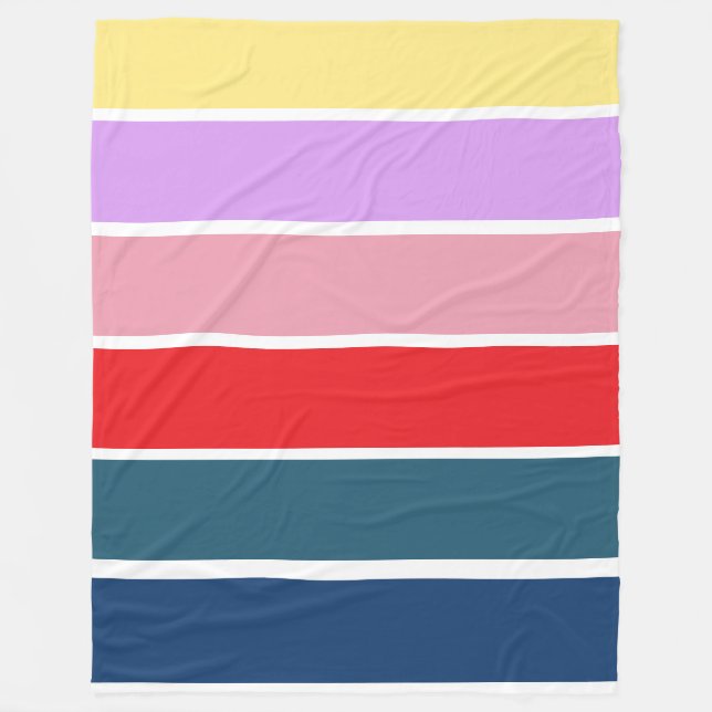 Colourful Stripes Fleece Blanket (Front)