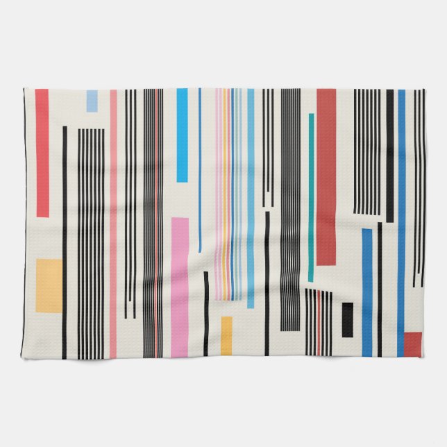 Colourful Stripes: Graphic Pattern Mix Kitchen Towel (Horizontal)
