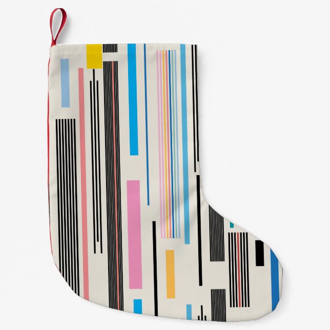 Colourful Stripes: Graphic Pattern Mix Small Christmas Stocking (Front)