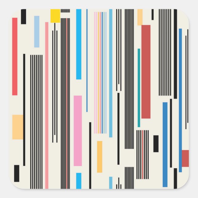 Colourful Stripes: Graphic Pattern Mix Square Sticker (Front)