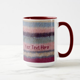 colourful stripes hand knitted pattern cottagecore mug