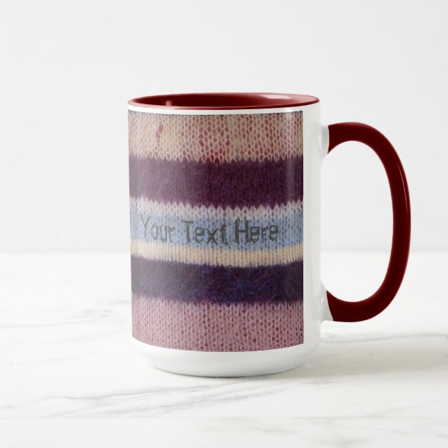 colourful stripes hand knitted pattern mug (Right)