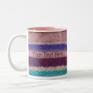 colourful stripes hand knitted pattern Two-Tone coffee mug