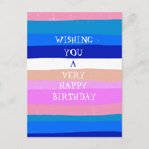 Colourful Stripes HAPPY BIRTHDAY CUSTOM Postcard