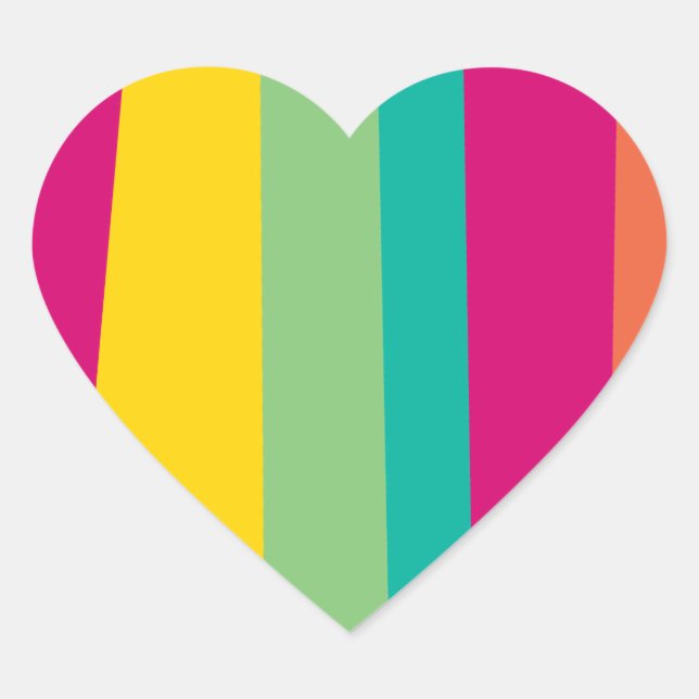 colourful stripes heart sticker (Front)