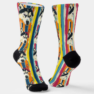 Colourful Stripes Husky Pattern Socks