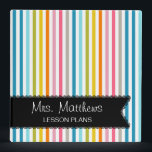 Colourful Stripes Lesson Plan Binder<br><div class="desc">Get organized with this stylish and colourful binder! Although the text reads, “Mrs. Matthews, Lesson Plans” you can customize the text to anything you would like. Organize your recipes, wedding plans, etc. with this great product. The binder, which is designed for 8.5” x 11” inch paper, features a colourful and...</div>
