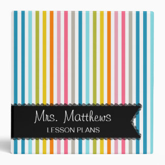 Colourful Stripes Lesson Plan Binder