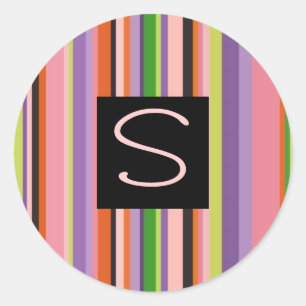 Colourful Stripes Letter S Classic Round Sticker