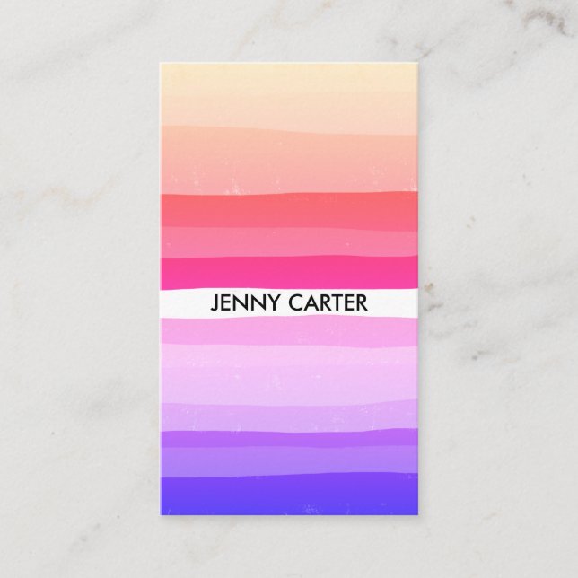 Colourful Stripes Minimalist Cool Business Card (Front)