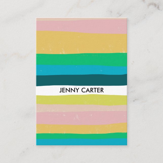 Colourful Stripes Minimalist Cool Business Card (Front)