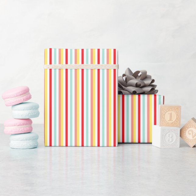 Colourful Stripes Modern Elegant & Girly Birthday Wrapping Paper (Baby Shower)