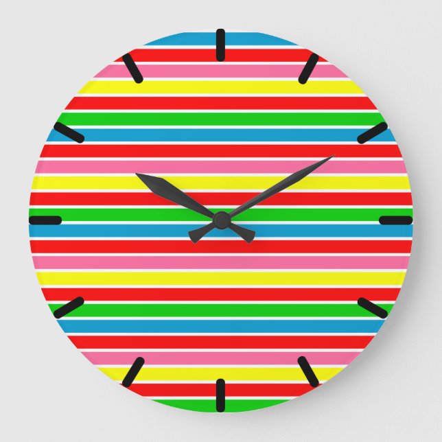 Colourful Stripes Modern Large Clock (Front)