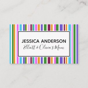 Colourful Stripes Mommy Playdate Calling Card