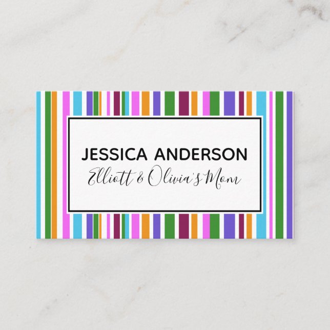 Colourful Stripes Mommy Playdate Calling Card (Front)