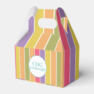 Colourful Stripes Monogram Name  Favor Box