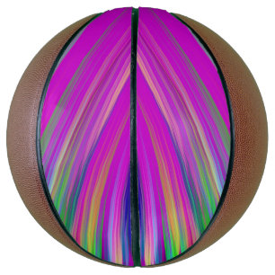 Colourful stripes on fuchsia background, modern  basketball