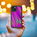Colourful stripes on fuchsia background, modern<br><div class="desc">That iPhone Case features a modern stripes design in rainbow colours on fuchsia background. Digital art,  timeless and cool for anyone. Beautiful gift for any occasion.</div>