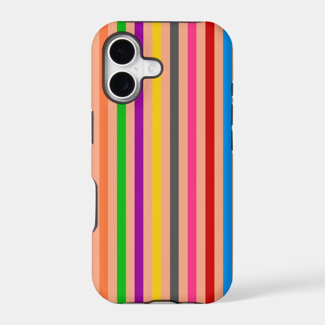 Colourful Stripes On Orange Pattern Design  (Back)