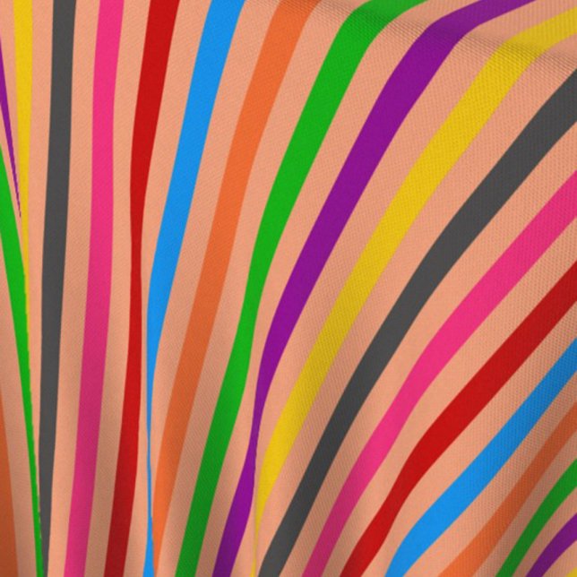 Colourful Stripes On Orange Pattern Design  Fabric (Creator Uploaded)