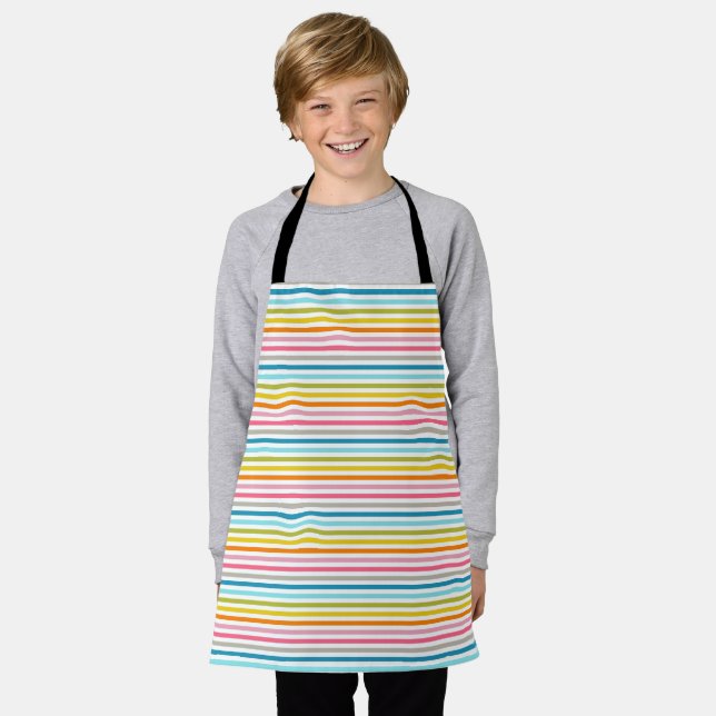 Colourful Stripes Pattern Apron (Worn)