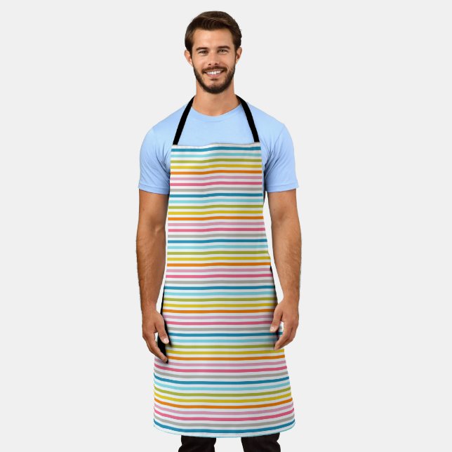 Colourful Stripes Pattern Apron (Worn)