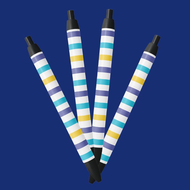 Colourful Stripes Pattern Back To School Black Ink Pen (Creator Uploaded)