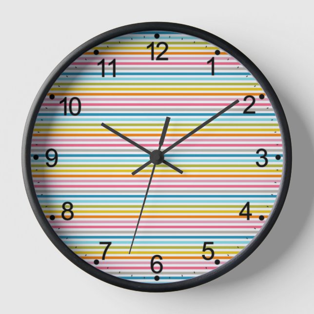 Colourful Stripes Pattern Clock (Front)
