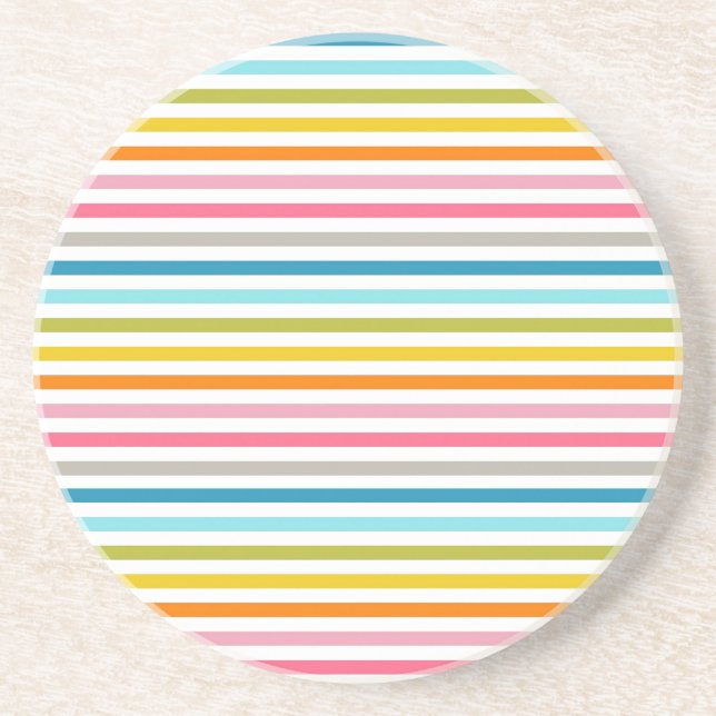 Colourful Stripes Pattern Coaster (Front)