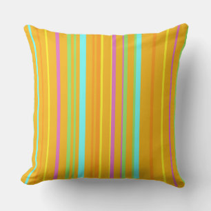 Colourful Stripes Pattern Cust. Orange Throw Pillo Pillow