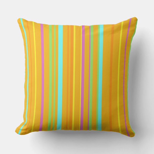 Colourful Stripes Pattern Cust. Orange Throw Pillo Pillow (Front)
