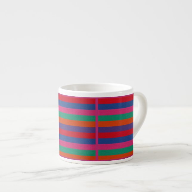 Colourful Stripes Pattern Espresso Cup (Front Right)