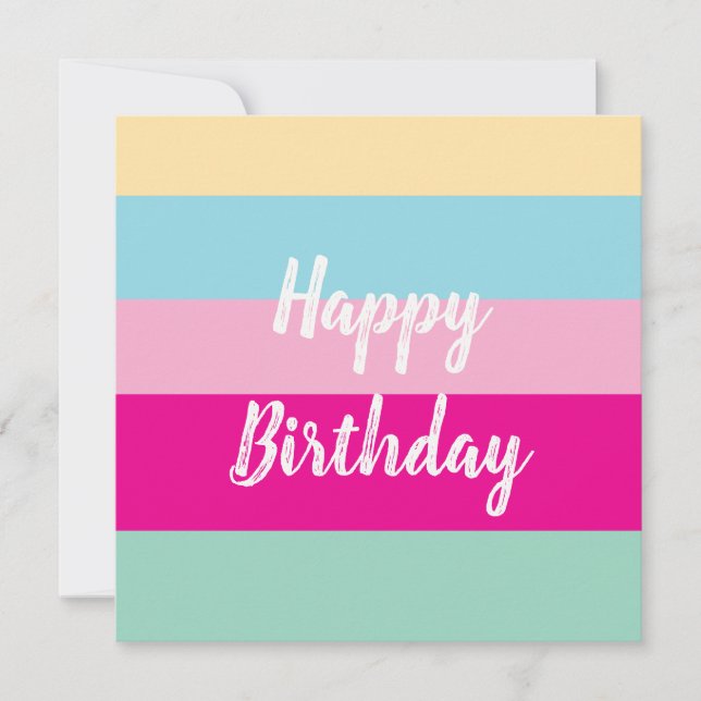 Colourful Stripes Pattern Happy Birthday Flat Card (Front)
