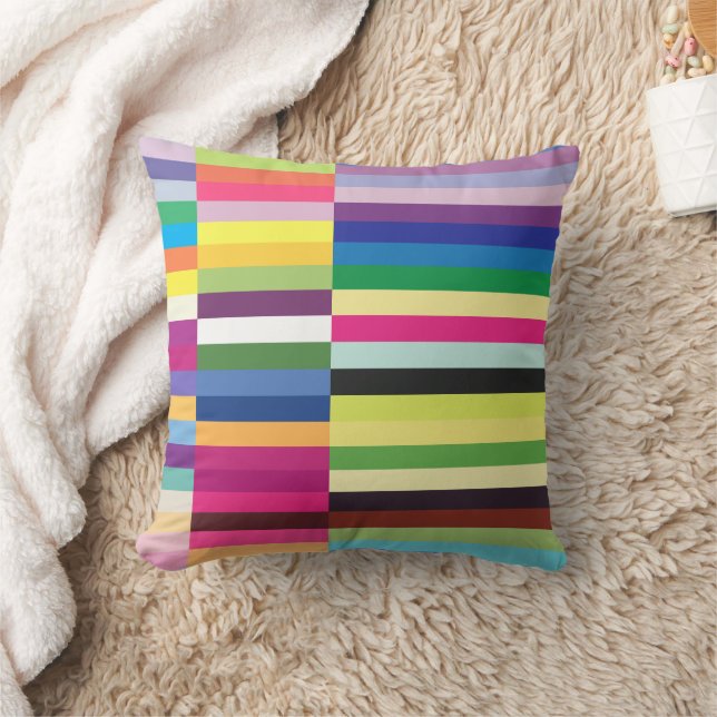 Colourful Stripes Pattern Multicolor Throw Pillow (Blanket)