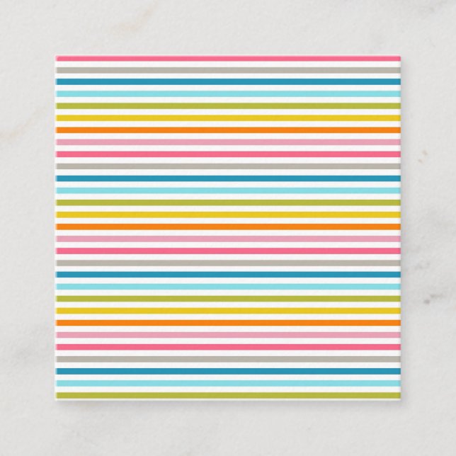 Colourful Stripes Pattern Square Business Card (Front)