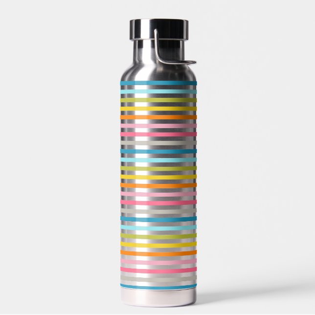 Colourful Stripes Pattern Water Bottle (Left)