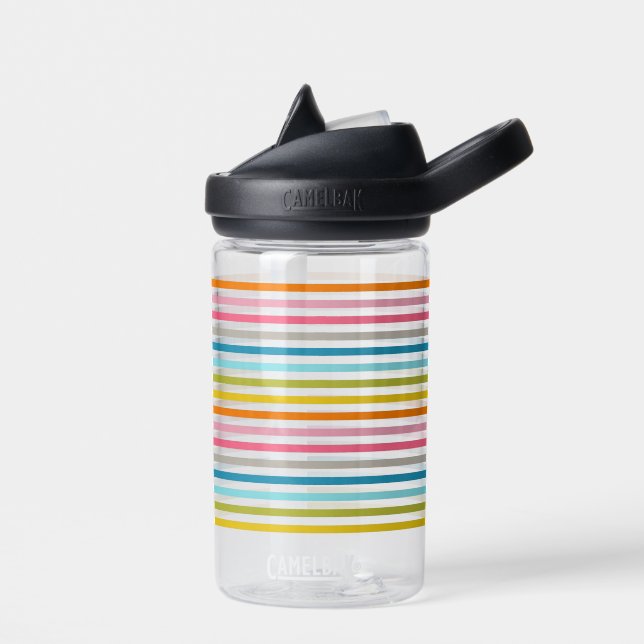 Colourful Stripes Pattern Water Bottle (Left)