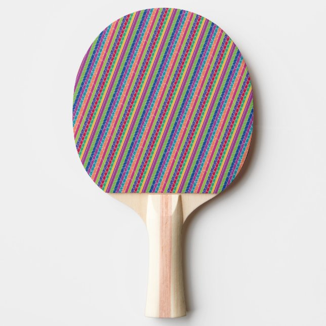 Colourful Stripes Ping Pong Paddle (Front)