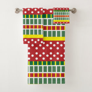 Colourful Stripes Polka Dot Geometric Pattern Bath Towel Set