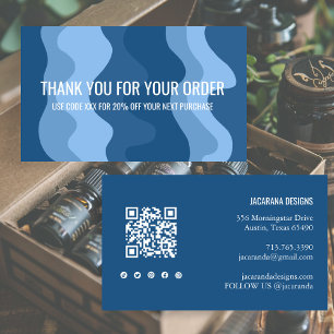 Colourful Stripes QR Code Social Media THANK YOU Business Card