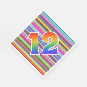 Colourful Stripes + Rainbow Pattern "12" Event # Napkin