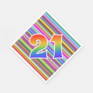 Colourful Stripes + Rainbow Pattern "21" Event # Napkin