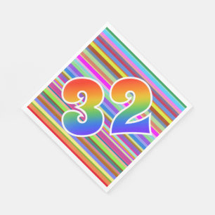 Colourful Stripes + Rainbow Pattern "32" Event # Napkin