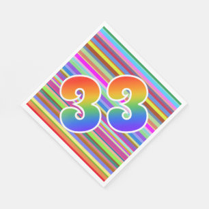 Colourful Stripes + Rainbow Pattern "33" Event # Napkin