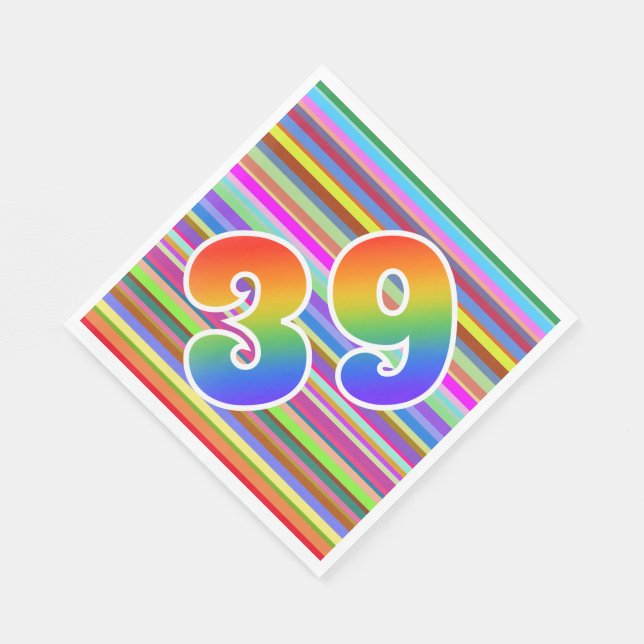 Colourful Stripes + Rainbow Pattern "39" Event # Napkin (Corner)