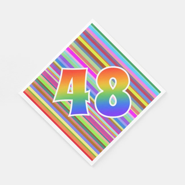 Colourful Stripes + Rainbow Pattern "48" Event # Napkin (Corner)