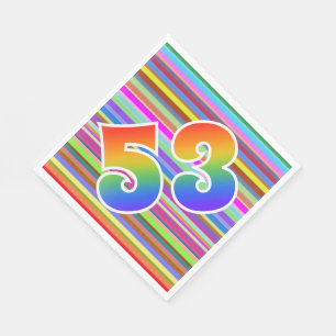 Colourful Stripes + Rainbow Pattern "53" Event # Napkin